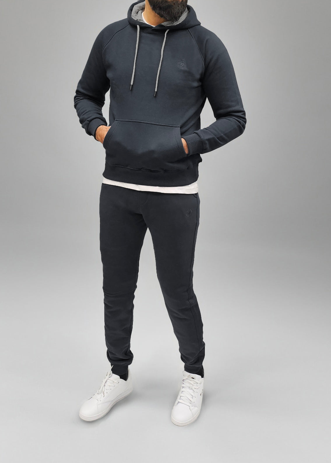 OL Drawstring Pure Cotton Fleece Lined Joggers Black