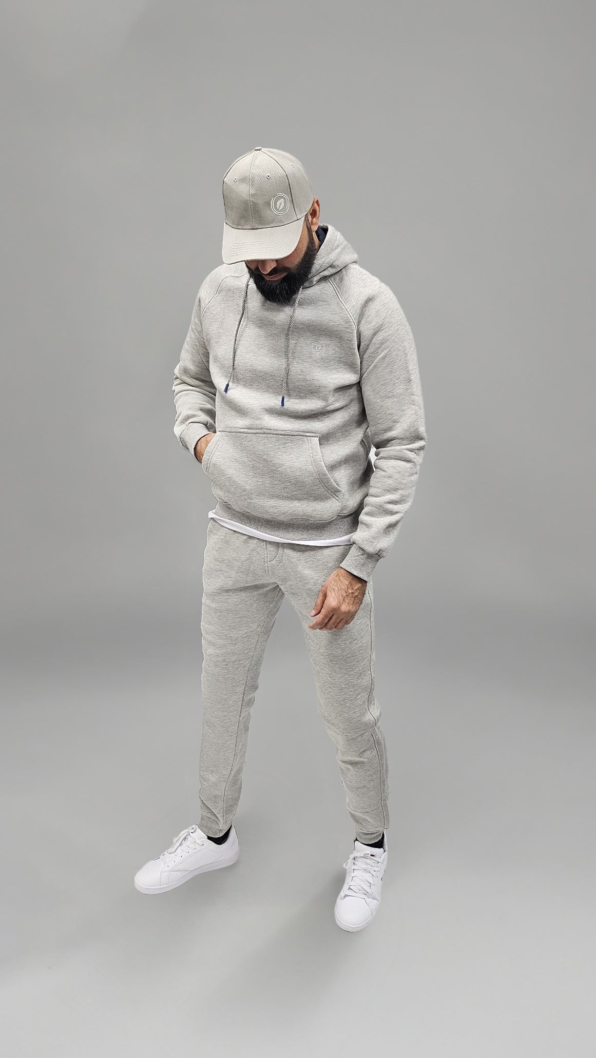 OL Drawstring Pure Cotton Fleece Lined Joggers Grey