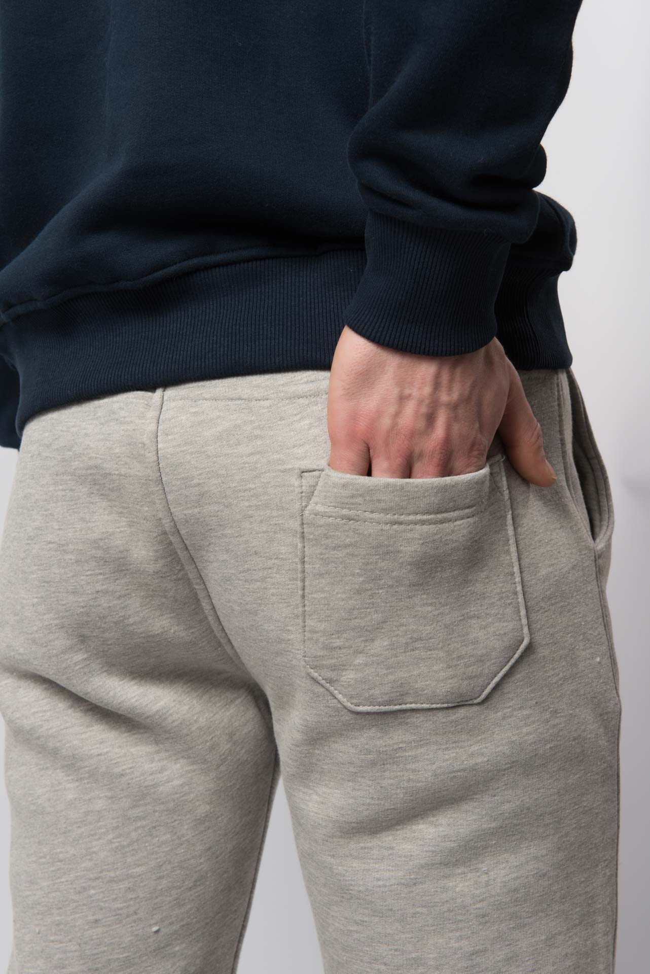 OL Drawstring Pure Cotton Fleece Lined Joggers Grey