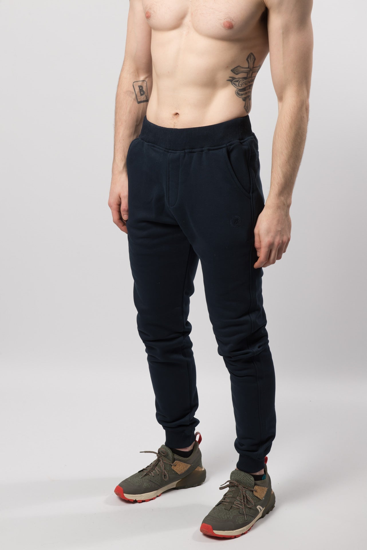 OL Drawstring Pure Cotton Fleece Lined Joggers Navy