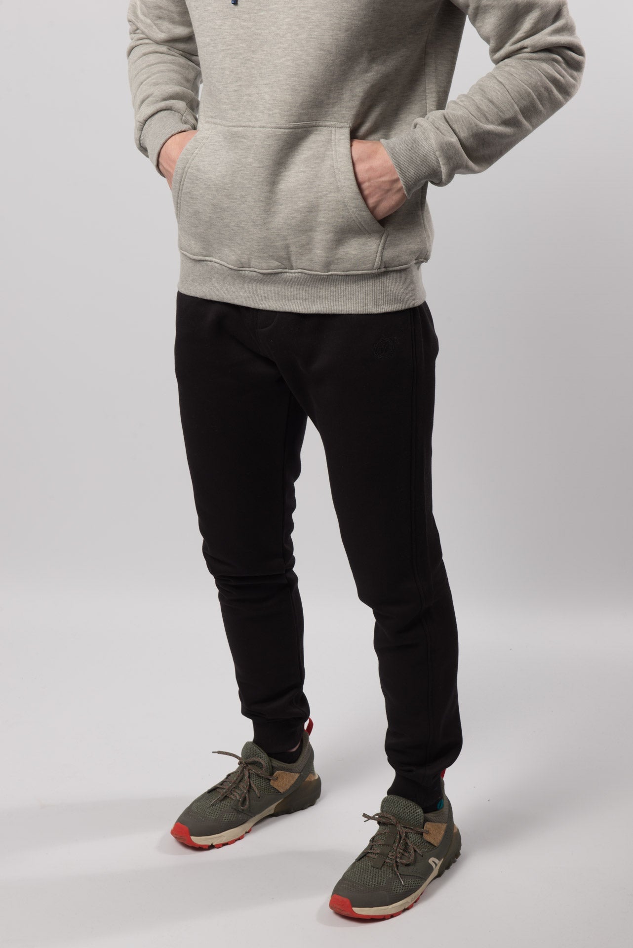 OL Drawstring Pure Cotton Fleece Lined Joggers Black