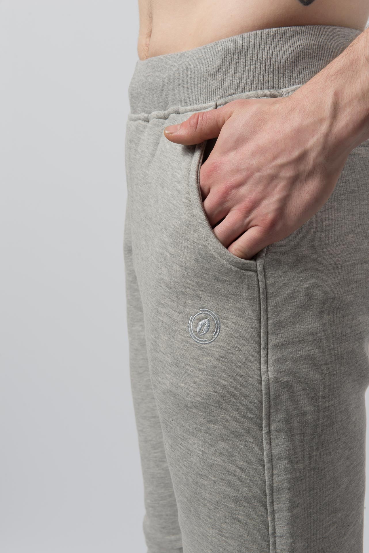 OL Drawstring Pure Cotton Fleece Lined Joggers Grey