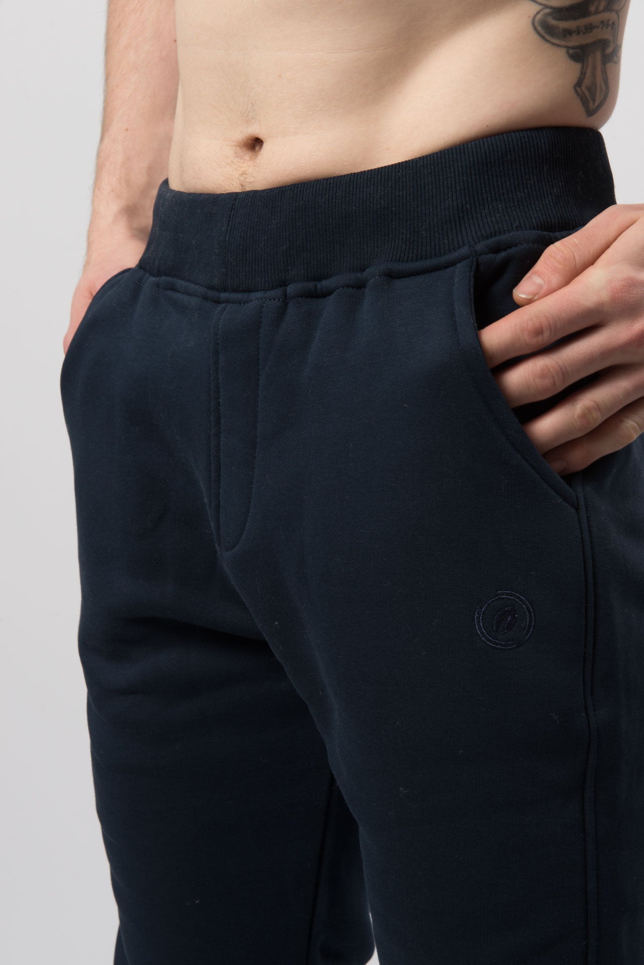 OL Drawstring Pure Cotton Fleece Lined Joggers Navy