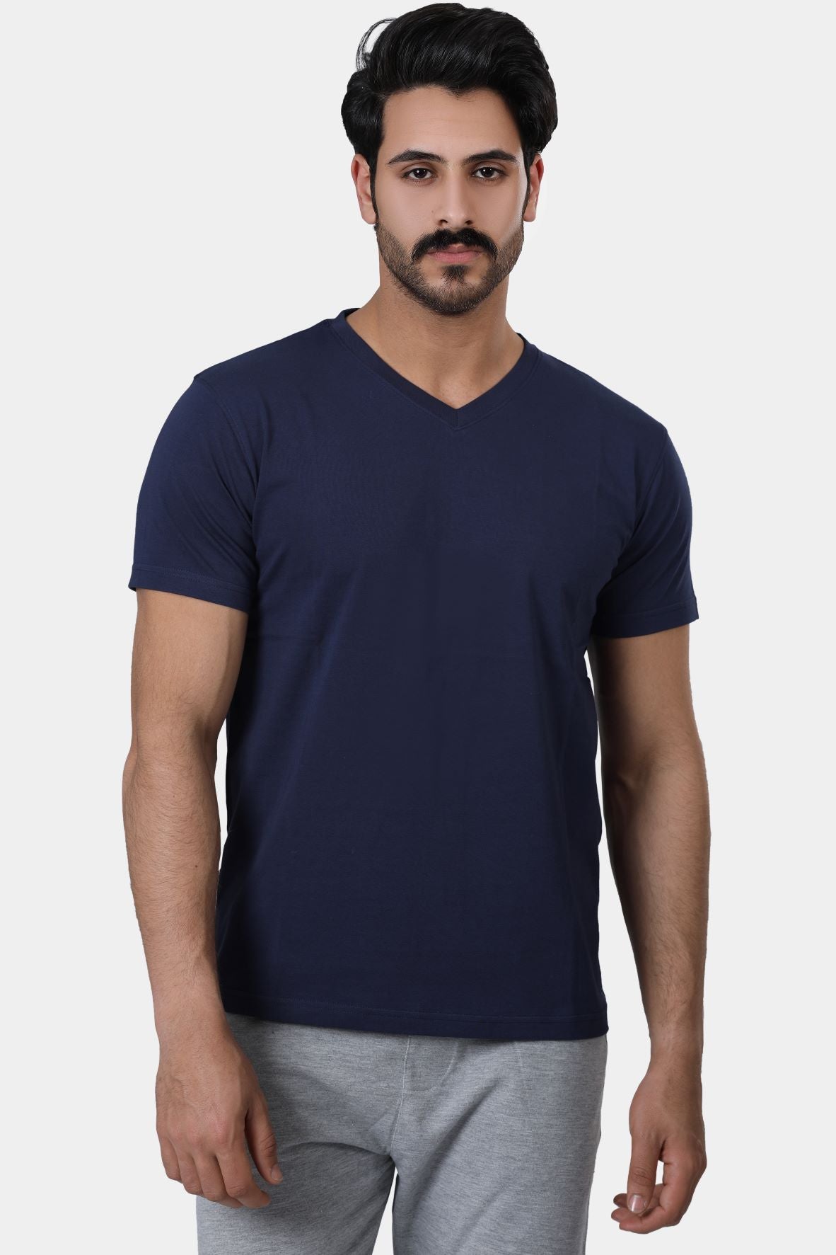 Mens blue v outlet neck t shirt