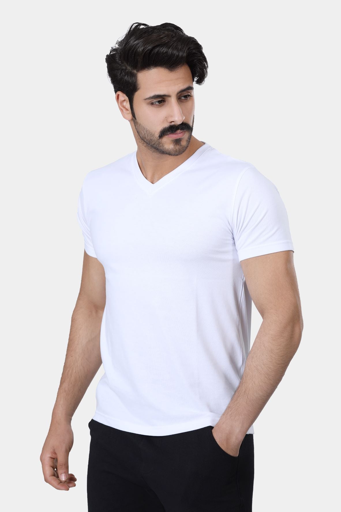 Pure Cotton V Neck T-Shirt